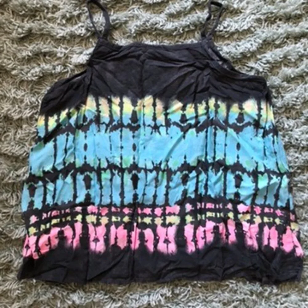 Justice Girls Tie Dye Tank Top Size 14 Crochet Front Boho